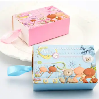 Креативная Подарочная коробка для конфет с выдвижным ящиком, Подарочные коробки для подарков на день рождения для девочек и мальчиков с лентой для гостей, Подарочная упаковочная коробка