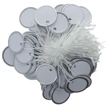 Бирки с серебристым металлическим ободком для ключей от машины, 31 мм, белые круглые бумажные бирки, круглые бирки для ключей, багаж