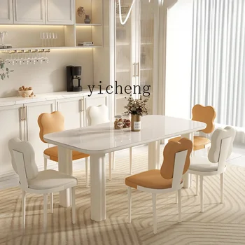 Обеденный стол ZC из прямоугольной каменной плиты Терраццо Современный Простой Домашний Обеденный стол высокого качества во французском стиле