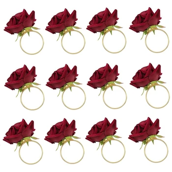 Горячее-72 ШТ Полотенце в форме красной розы, пряжка, кольцо для салфеток, свадебная вечеринка, День Святого Валентина, Декор стола в отеле, Металлический Золотой держатель для салфеток
