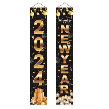 2024 Новогодний дверной баннер 2024 Вывеска на крыльце, дверной баннер 2024 Новогодние баннеры, 2024 баннер с Новым годом