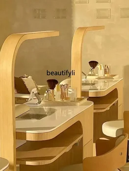 Маникюрный салон, Краска из массива дерева, Простой Маникюрный стол и стул, Одноместный, Двухместный, Пылесос для хранения