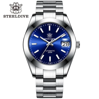 STEELDIVE Люксовый бренд SD1934 Синий циферблат 39 мм стальной корпус 20 бар NH35 Механические мужские спортивные часы для дайвинга