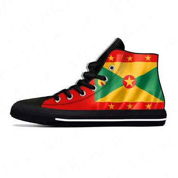 Гренада Флаг Гренады Патриотическая гордость Крутая Забавная повседневная матерчатая обувь с высоким берцем, удобные Дышащие мужские и женские кроссовки с 3D-принтом.
