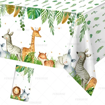Животные джунглей, Одноразовая скатерть, украшение для вечеринки по случаю Дня рождения в джунглях, Принадлежности для вечеринки по случаю Дня рождения в сафари, Декор для детского душа в джунглях