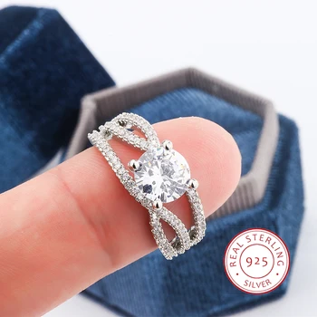 Высококачественное кольцо с серебряным покрытием 925 пробы для женщин, Классическое многослойное блестящее кольцо с цирконием, высококачественные вечерние украшения, подарок на годовщину