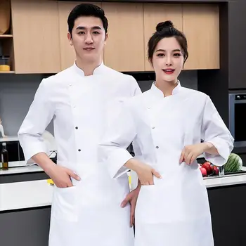 Мужская и женская спецодежда шефповара для кухни ресторана китайской кухни в китайском отеле с длинным рукавом Осень и зима плюс размер