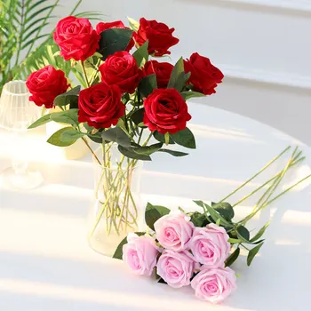2шт искусственных цветов розы, настоящие искусственные цветы на ощупь для украшения дома, сада, свадьбы, гостиной, искусственных растений, садового декора