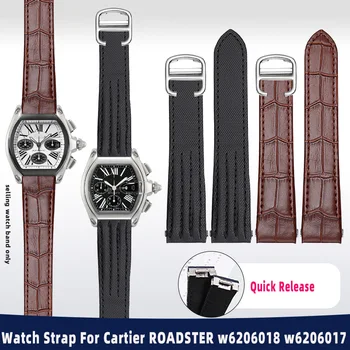19 мм нейлоновый ремешок для часов, быстросъемный кожаный ремешок для часов Cartier ROADSTER w6206018 w6206017, мужской браслет, металлический переходник