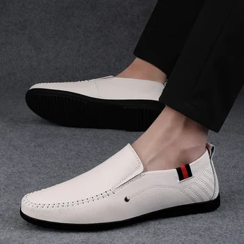 Высококачественные брендовые мужские лоферы на мягкой подошве, Элегантная деловая обувь, Мужская повседневная обувь из натуральной кожи, Летняя обувь для прогулок