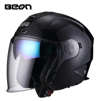 BEON B203 С открытым лицевым козырьком с двумя линзами 3/4 Ретро Шлем Мотоцикл Скутер Винтажные Шлемы Унисекс ECE