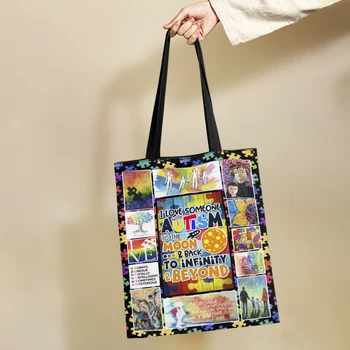 Yikeluo Дизайн художественной головоломки для осознания аутизма, Многоразовая хозяйственная сумка, Всемирный день осознания аутизма, сумка для рисования каракулей, сумочка
