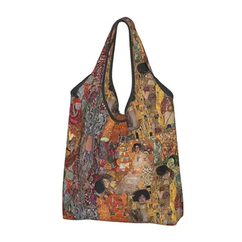 Многоразовые сумки для покупок Gustav Klimt, Складные, Весом 50 фунтов, для женщин Трех возрастов, Эко-Сумка, Экологически Чистая