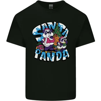 Lustige Weihnachten Santa Panda Herren Baumwolle T-Shirt