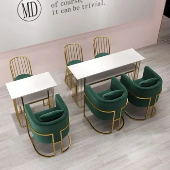 Скандинавский одинарный и двойной маникюрный стол для салона красоты, маленькие профессиональные маникюрные столы, простой двойной маникюрный стол и набор стульев