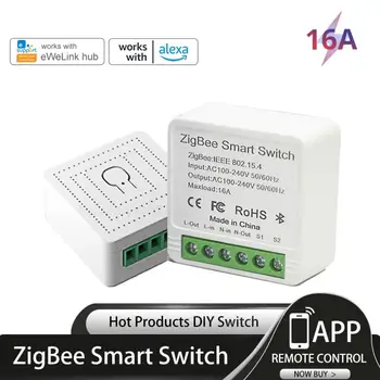 16A Tuya eWeLink Zigbee WIFI Мини Умный Выключатель Света DIY 1 Способ Дистанционного Управления Выключателем С Alexa Alice Google Home Smart Life