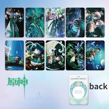 Коллекционные карточки для аниме-игр Venti Genshin Impact Card с креативным модным принтом, бумажный значок-наклейка, подарок для коллекции фанатов