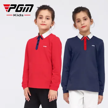 PGM golf для девочек, осенне-зимняя детская одежда для гольфа, футболка college wind, мягкая футболка