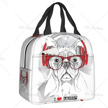 Изготовленная на заказ сумка для ланча Hungry French Bulldog для женщин, мужчин, детей, термоохладитель, изолированный ланч-бокс с карманом для школьной поездки на пикник