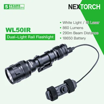 Запатентованный двухсветный тактический фонарь Nextorch WL50IR с ИК-лазером, дальность луча 860 люмен 290 м, подходит для направляющих Пикатинни