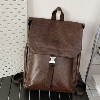 Модный кожаный мужской рюкзак в корейском стиле, дорожный рюкзак, высококачественная мужская сумка для ноутбука, модные студенческие школьные сумки