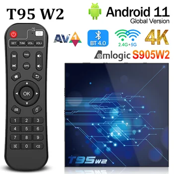 T95 W2 Smart TV Box Android11 Amlogic S905W2 2 ГБ 4 ГБ ОЗУ 16 ГБ 32 ГБ 64 ГБ ПЗУ BT4.0 2,4 G/5G Wifi HDR 4K Медиаплеер телеприставка