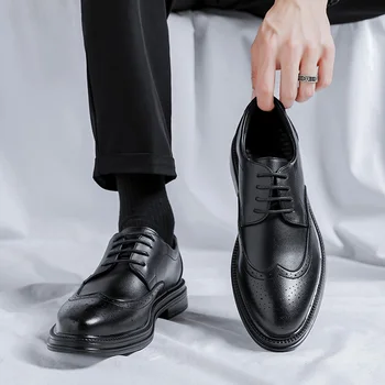 Роскошная брендовая мужская обувь из натуральной кожи, мужская официальная обувь высокого класса, мужская деловая обувь, мужская универсальная повседневная обувь, нескользящая