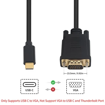 1,8 м USB-C Thunderbolt-3 к VGA Кабель-Адаптер Type-C Штекерно-VGA Штекерный Конвертер Шнур для Ноутбука Macbook Pro Монитор Проектор