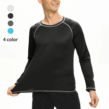 Мужская быстросохнущая футболка для плавания UPF 50 с длинным рукавом, мужские рубашки для защиты от сыпи, защита от ультрафиолета