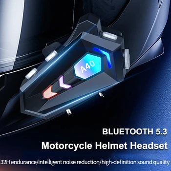 Гарнитура для мотоциклетного шлема V5.3 Bluetooth Беспроводные наушники Hands Free с цветными водонепроницаемыми наушниками RGB для катания на лыжах