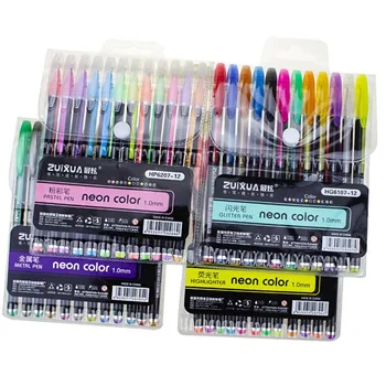 GENKKY Promotion pen Набор гелевых ручек 12 цветов, блестящая Гелевая ручка для взрослых, книжки-раскраски, журналы для рисования, художественные маркеры