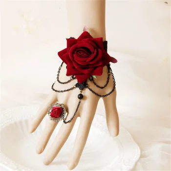Новый Стимпанк Вампир Черные Кружевные Браслеты С Розами Винтажный Готический Браслет-Бабочка Для Женщин готическая красная роза регулируемый браслет