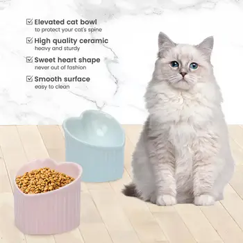 5,5-дюймовая керамическая миска для кошек, предотвращающая рвоту, не вызывающая стресса, миска для кормления собак и кошек, безопасное приподнятое блюдо для кошачьего корма (14 X 14 X 12 см)