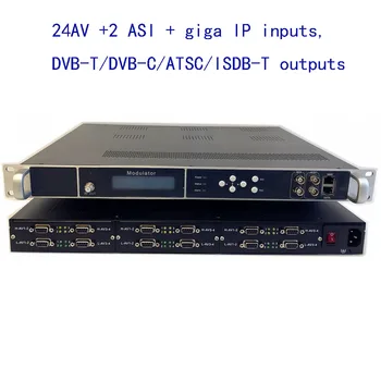 24 AV / CVBS в DVB-T / C / ATSC / ISDB-T кодировщик, модулятор, поддержка логотипа, подписи и