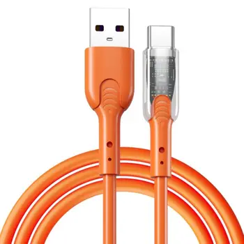Кабель USB C мощностью 65 Вт Оранжевый 6A Провод для быстрой зарядки, кабель для передачи данных типа C, который нелегко сломать, Аксессуары для кабеля мобильного телефона
